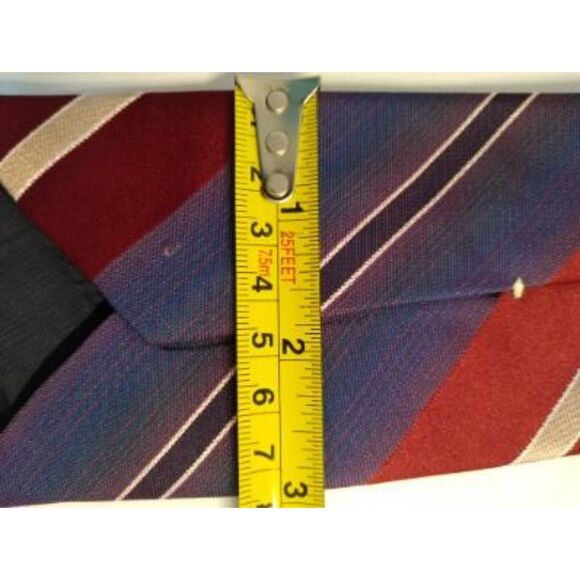 COLLECTIF Blue, Red and Tan Stripe Necktie Woven Tie - Picture 5 of 6